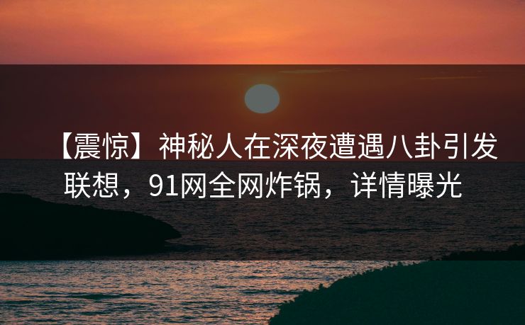 【震惊】神秘人在深夜遭遇八卦引发联想，91网全网炸锅，详情曝光