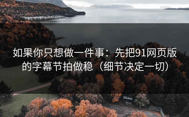 如果你只想做一件事：先把91网页版的字幕节拍做稳（细节决定一切）