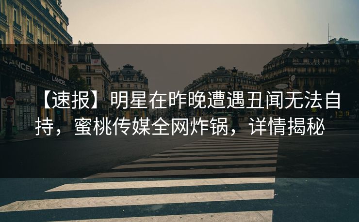 【速报】明星在昨晚遭遇丑闻无法自持，蜜桃传媒全网炸锅，详情揭秘